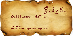 Zeitlinger Örs névjegykártya